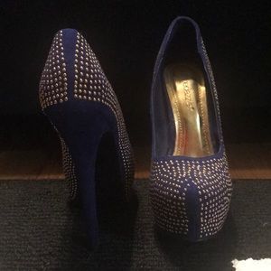 Navy with gold stud pumps